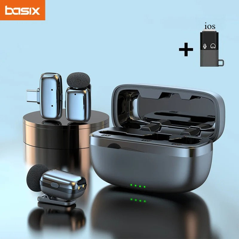 Wireless Charger - Set Microfono Lavalier Wireless con Custodia