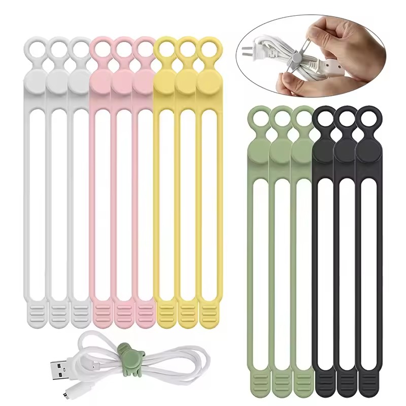 Cable Organizer - 10 pezzi di fascette in silicone,