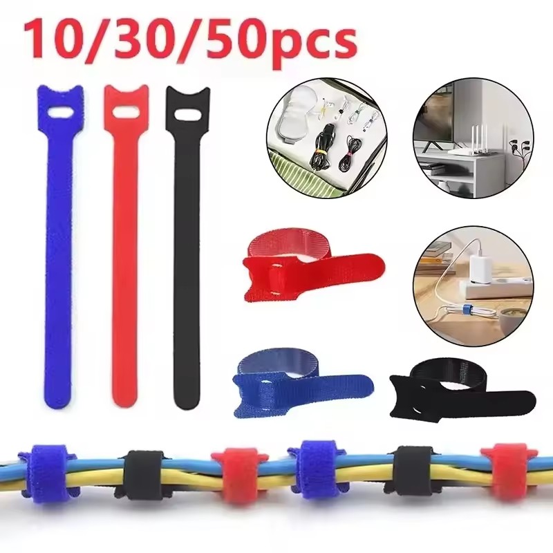 Cable Organizer - 10/30/50 Pezzi Fascette Riutilizzabili con Gancio